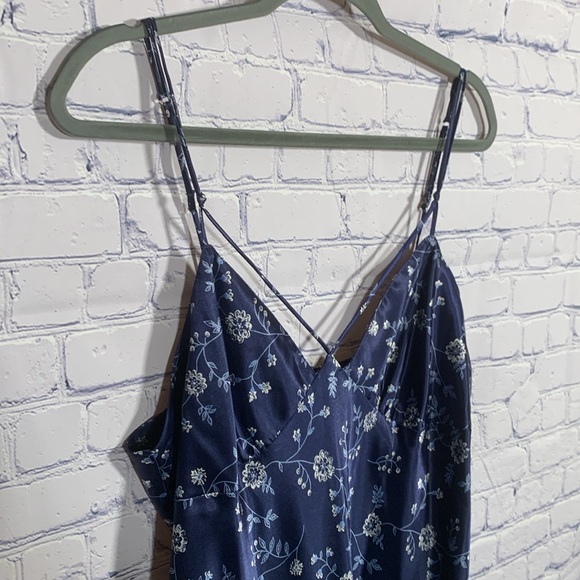 Inner Most Womens VTG Slip Dress Blue Floral Baby Doll Size L Silky Whimsigoth - Picture 2 of 4